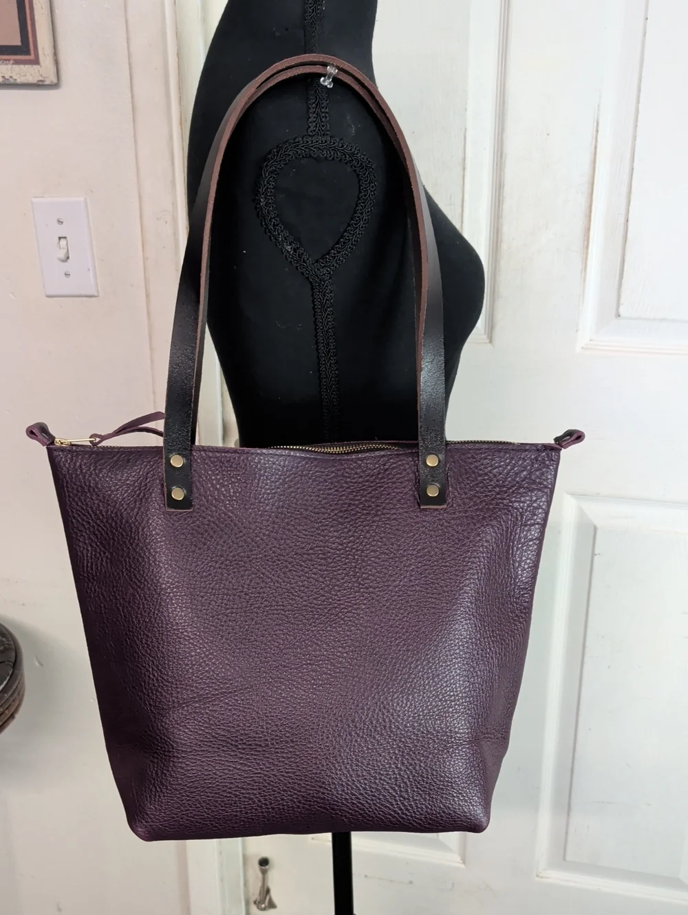 Portland Leather Plum Purple Shoulder Bag